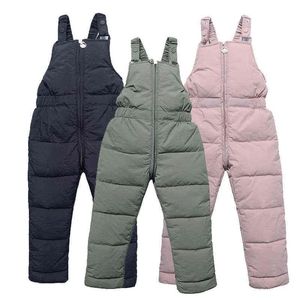 Coat Cold Winter Warm Kids Overall Pants For Girls Boys Thick Pants Cotton Filling Toddler Pants For 15 Year Kids Jumpsuit J220718