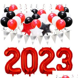 Decorazioni natalizie 2023 Palloncini Capodanno Set Natale rosso Air Globos Natale Baby Shower Compleanno per bambini Laurea Festa Decora Ot3Iq