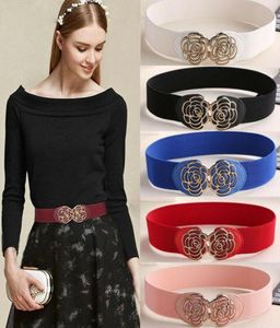 Womens Stretch Buckle Waist Belt Flower Wide Leather Elastic Cinch Waistband6418483