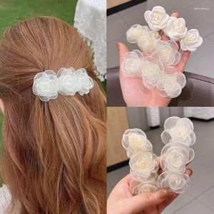 Grampos de cabelo WLP Coreano Moda Camélia Flor Hairpin Para Mulheres Vintage Doce Kpop Floral Hairgrip Clip Acessórios Jóias Ornamento