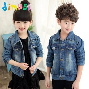 Dimusi Boys Spring Denim Jacket Girls Autumn Solid Denim Coate Cotton Windbreak Outwear 어린이 재킷 어린이 옷 BC202 231225