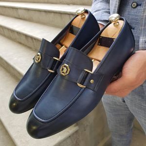 Italien män casual skor höstläder loafers kontor för att köra mockasins bekväm slip på festmode 231226