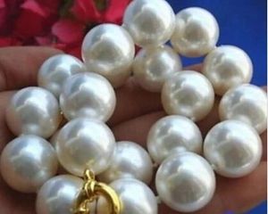 Halsband dyy +++ 817 Sällsynta enorma 20 mm South Sea White Shell Pearl Necklace 18 ''