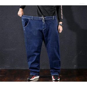 Męskie dżinsy elastyczne luźne przypływ plus rozmiar 6xl szczupłe spodni dżinsów jesienne zimowe spodnie spodnie męskie dna