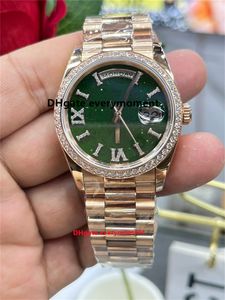 TW Factory Women's Watches 36mm 128348 Rose Gold 2836 Rörelse Automatisk Mekanisk klocka Green Dial 904L Starlight Sapphire Rostfritt stål Diving Wristwatches-25