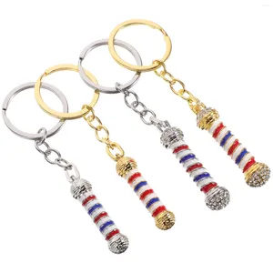 Chaveiros 4 pcs Moda Keychain Barber Wash Scissor Blow Turn Light Ferramenta Pingente Chaveiro Loja Sinal Chaveiro Trinket (sem broca