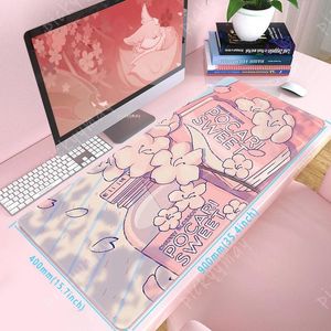 Vilar rosa illustration stor muspad kawaii anime mus pad dator tillbehör tangentbord skrivbord bärbar dator söt student skrivbord matta