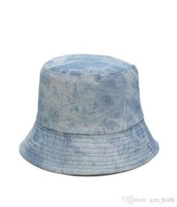 2020 Vintage Washed Denim Bucket Hat Hip Hop for Men Solid Spring Summer Jean Fishing Cap Flat Top Sunscreen Hat Brim Beach Panama3782701