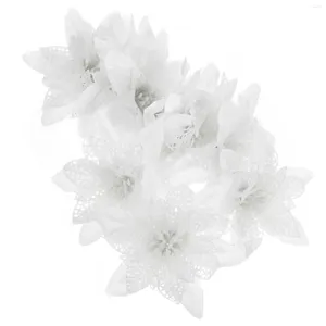 Flores decorativas 12 pçs decoração de árvore de natal oco simulado casa pendurado cebola rosa (branco colorido) 12 pçs artificial