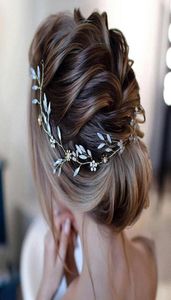 Hair Clips Barrettes Artifical Moonstone Leaf Pearl Flower Headband Earring Set Bride Piece Bridal Tiara Crown Hairband Wedding 6722009