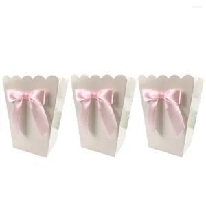 Dinnerware Sets 12pcs Popcorn Boxes With Bow Paper Candy Favor For Wedding Shower Birthday Party Supplies Xmas Box