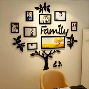 Adesivos 3d arcílico diy família moldura de foto árvore adesivo de parede decoração de casa quarto arte moldura decalques de parede cartaz s/m/l/xl