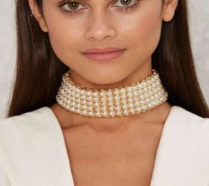 UDDEIN Chokers maxi collar Multi layer Pearl Jewelry Big Brand Statement Choker Necklace Women Vintage simulated pearl necklace9507589