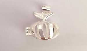 Solid 925 Silver Apple Locket Charm kan öppna Cage Pendant Sterling Silver Pendant montering för DIY -armband Halsbandsmycken2269894