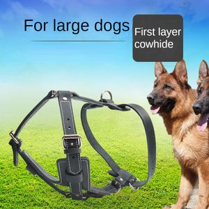 Leather Large Dog Harness Heavy Duty Vest Thick Soft for Big Dogs Boxer Pitbull Rottweiler Bull Mastiff