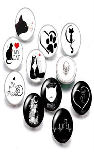 جميل Cat Love Pet Strand 18mm الأزرار المفاجئة 10pcs مختلطة Round Po Glass265k7733269