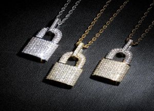 Hip Hop Gold Necklace Jewelry Fashion Mens Womens Silver Iced Out Lock Pendant Halsband6753719