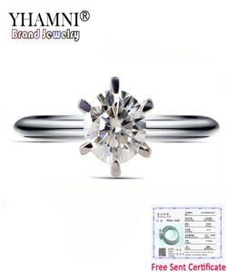 Sertifika ile Yeni Moda Beyaz Altın Renk Alyans Kadın Markası Lüks 1 Karat Lab Diamond Gold Rings Takı R0187053240