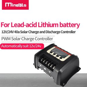 Tillbehör Solar Controller PWM 12V/24V 30A 40A med LCD -bakgrundsbelysning Display Solbatteri Automatiska solceller som laddar kortkontroller