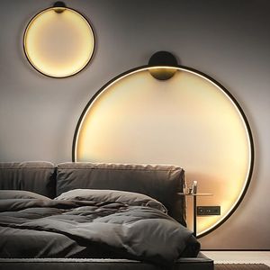 Lampada da parete moderna a LED con anello rotondo Personalità minimalista Camera da letto Sconce da comodino Soggiorno Divano Illuminazione decorativa interna per la casa