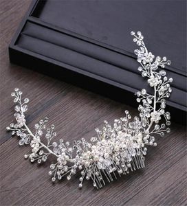 Pettine da sposa vintage pettine di cristallo con strass copricapo corona di perle tiara accessori per capelli copricapo di gioielli catena con testa in argento Or9048551