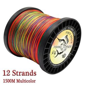 Fc 12 fios 1500m linha trançada multifilamento 25 230LB multicolorido super forte Japão PE pesca em água salgada 231225