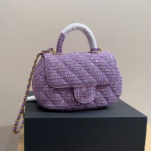 Classic 24 Nuova borsa a tracolla in tinta unita Borsa a tracolla in tweed di alta qualità con doppia lettera di marca francese Borsa a tracolla in tweed di alta qualità con manico a catena di grande capacità