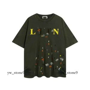 Lanvin Camisa Salpicada de Tinta Estilo Galerias Camisetas Co-branding Mens Lanvins Mulheres Designers Cottons Tops Lanvin Curb 3566