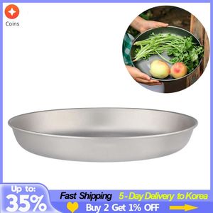 Kitchen Outdoor Titanium Plate Ultralight Dinner Fruit Plate Frying Pan for Camping Hiking Picnic Bbq 700ml /500ml/350ml/200ml Pan