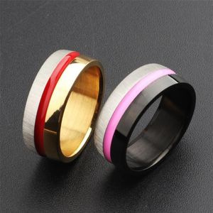 Pierścionki ślubne 8 mm Titanium Steel Ring Band Band Dwa ton Epoksydowe zaangażowanie dla mężczyzn Party Business Finger Fashion Biżuter Prezenty 289l