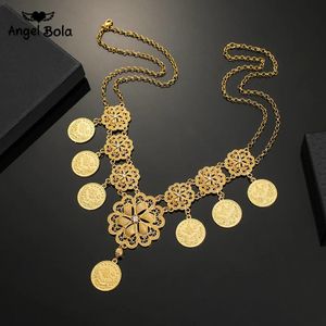 Halsband arabiska mynt stort halsband för kvinnor muslim islam mellanöstern rikedom symbol bröllop långa halsband afrika turkiska persien smycken