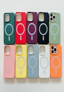 Жидкие силиконовые магнитные чехлы для iPhone 14 12 Pro Max 11Pro X Xs Xr 7 8 Plus 13 Mini Wireless Charger Magsafing Magnet Back Cove6727947
