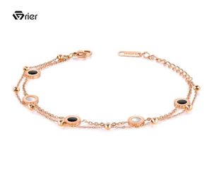 Grier Double Black And White Shell Armbänder für Frauen Mädchen Rose Gold Link Titan Stahl Armband Schmuck Link Chain4468253