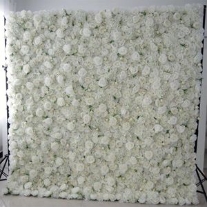 8X8Ft Top Quality Creative 3D Flower Wall Made With Fabric Rolled Up Artificial Flowers Arrangement Wedding Backdrop Decoration288Z