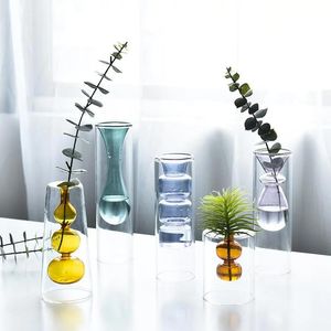 VASES NORDIC DOBLLELAYERステンドグラスの花瓶水耕花瓶花瓶の家庭装飾クリスマスギフトウェディングデスク装飾テーブルトップ花瓶