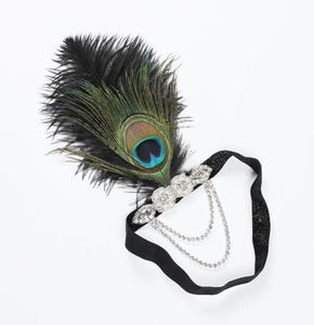Art Deco 20th Century Peacock Feather Headdress Gatsby Feather Headband2785756