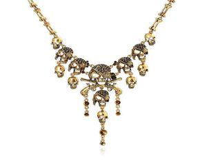 Ожерелья с подвесками, винтажное ожерелье из сплава на Хэллоуин, ожерелье из костей скелета для женщин, ювелирные изделия, пиратский косплей, нарядное платье, аксессуар для костюма1338193