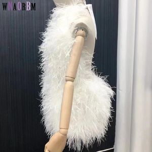 100% natural ostrich hair skirt Length 70 cm Backless design sexy women's real ostrich fur Dress bra Real fur coat 231226