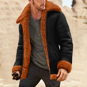 Giubbotto bomber classico con colletto couverture in ecopelle da uomo Cappotto invernale in montone shearling Giacca da motociclista in pelle da uomo # T2G 231225