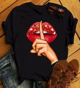 Rote Lippen Print T Shirt Frauen T Shirt Mode Weibliche Nette Graphic Tee Shirts Casual Tops 90er Jahre Damen kurzarm T-shirts1425469