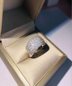 Сверкающее кольцо на палец Роскошные ювелирные изделия Стерлингового серебра 925 пробы Полный белый сапфир CZ с бриллиантами Драгоценные камни Женское свадебное обручальное кольцо Ri4355798