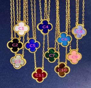 Clássico latão 18k banhado a ouro pingente colares colorido concha flores quatro folhas trevo mulheres sorte brinco orelha parafuso prisioneiro designer jew9754528