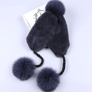 Suppev sddtio kvinnors vinter mink päls hatt öron flap räv päls pom bomber hattar kepsar ryska hatt ushanka fångare snöskidåkning 231225