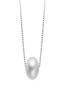 Simple Mother Pearl Pendant Necklace with Real 925 Sterling Silver Box Chain Elegant Jewelry for Womens Girls6061816