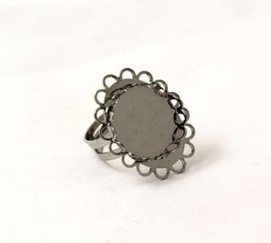 Beadsnice jewelry finding handmade ring base fit 18mm round gemstone ring blanks adjustable size bezel ring base lace oval ID 28948984623