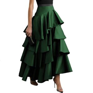 Yeezzi kvinnligt snyggt urval a-line falbala party maxi kjolar hög midja fast färg långa kjolar för kvinnor hösten 231225