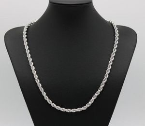 24 tum klassisk repkedja tjock fast 18K vitguldfylld kvinnors herrhalsband ed knutkedja 6mm wide3958329