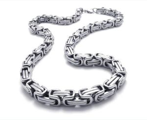 20 40 inches Top Selling 8mm wide silver byzantine chain stainless steel Jewelry Mens necklace Pick lenght ship7882874