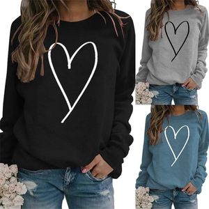 Frauen Hoodies Casual Pullover Langarm Lose Dünne Abschnitt Valentinstag Linie Liebe Einfachen Druck Damen Pullover