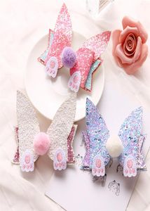 15pcsLot Easter Bunny Ear Children Hairpin Cute Ball Headdress Kids Hair Clip Glitter Bowknot Rabbit Ear Style Hair Barrette7982416